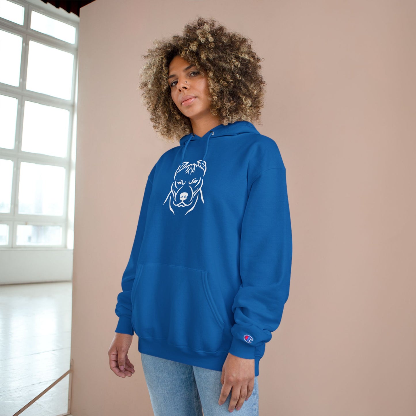 𝑃𝑙𝑢𝑡𝑜𝐻𝑡𝑘𝑒 Champion Hoodie with Dog Design - Cozy Pet Lover Sweatshirt