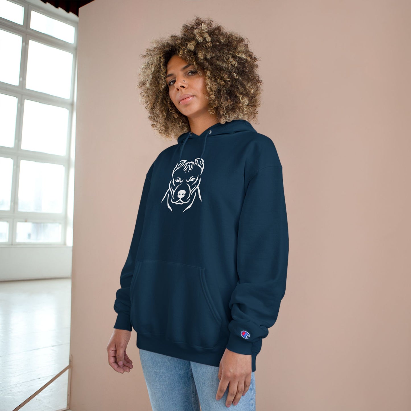 𝑃𝑙𝑢𝑡𝑜𝐻𝑡𝑘𝑒 Champion Hoodie with Dog Design - Cozy Pet Lover Sweatshirt