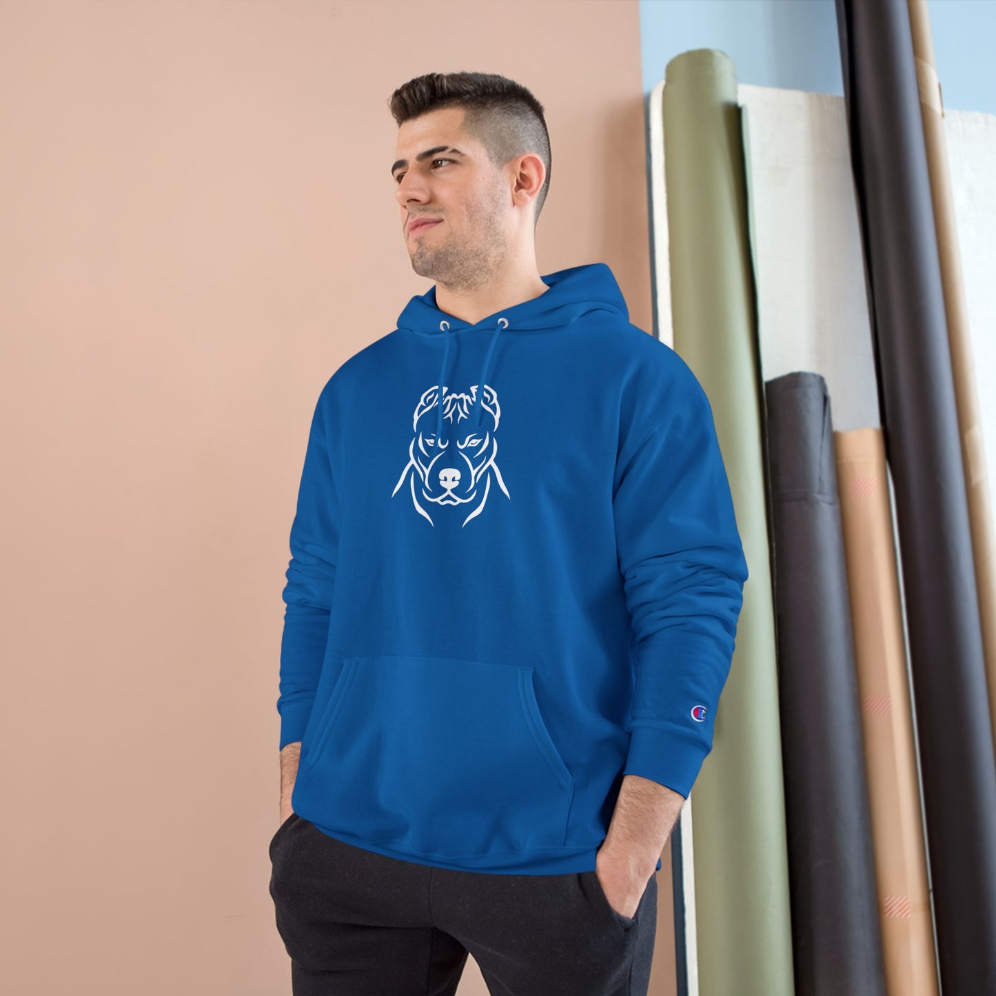 𝑃𝑙𝑢𝑡𝑜𝐻𝑡𝑘𝑒 Champion Hoodie with Dog Design - Cozy Pet Lover Sweatshirt
