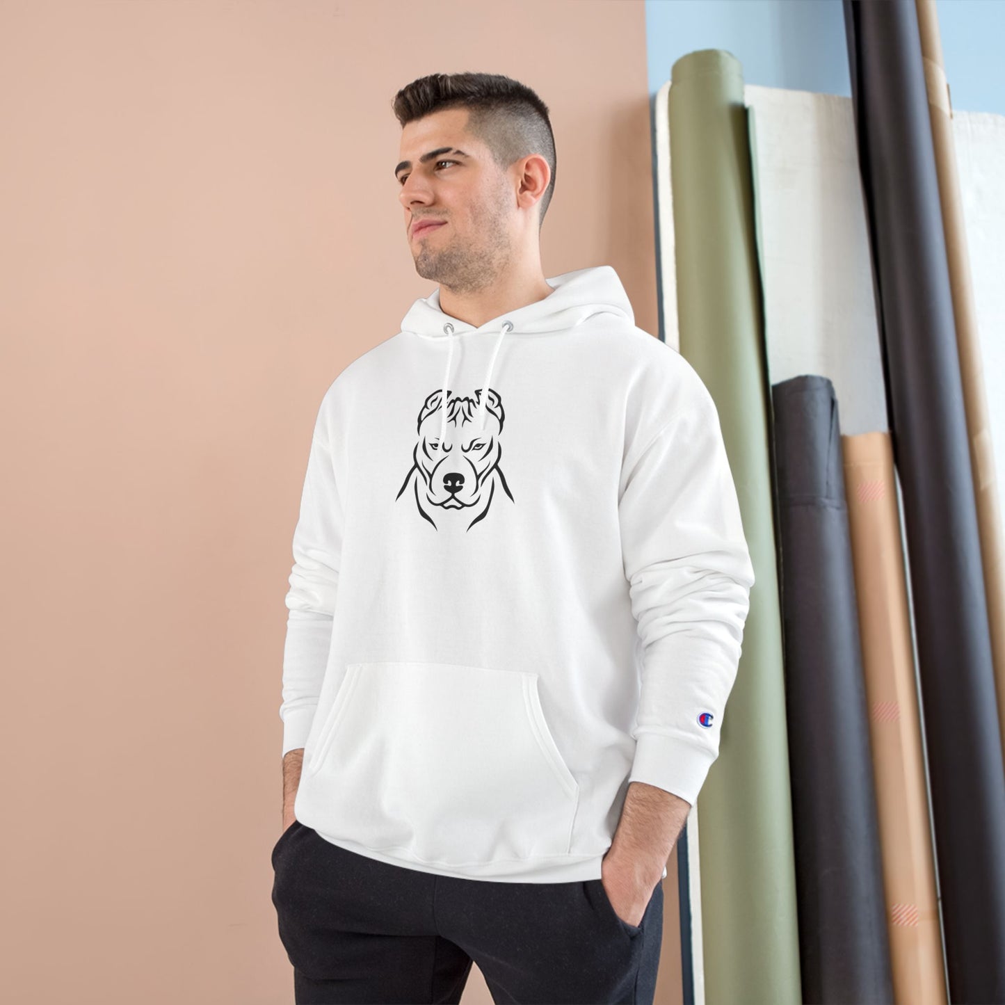 𝑃𝑙𝑢𝑡𝑜𝐻𝑡𝑘𝑒 Champion Hoodie with Dog Design - Cozy Pet Lover Sweatshirt