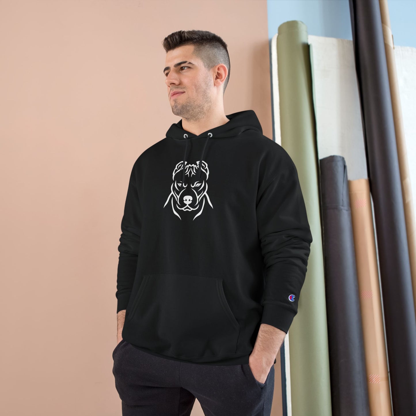 𝑃𝑙𝑢𝑡𝑜𝐻𝑡𝑘𝑒 Champion Hoodie with Dog Design - Cozy Pet Lover Sweatshirt