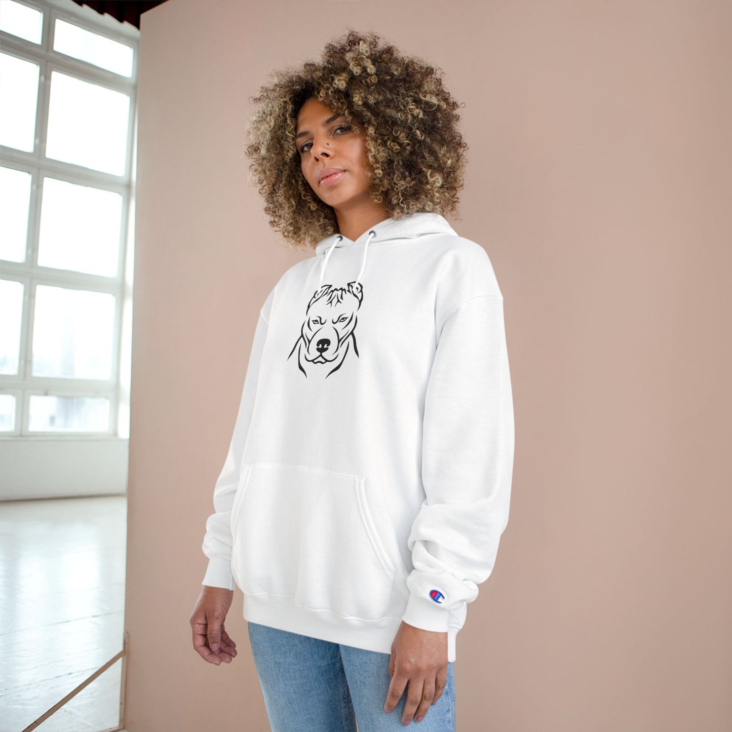 𝑃𝑙𝑢𝑡𝑜𝐻𝑡𝑘𝑒 Champion Hoodie with Dog Design - Cozy Pet Lover Sweatshirt